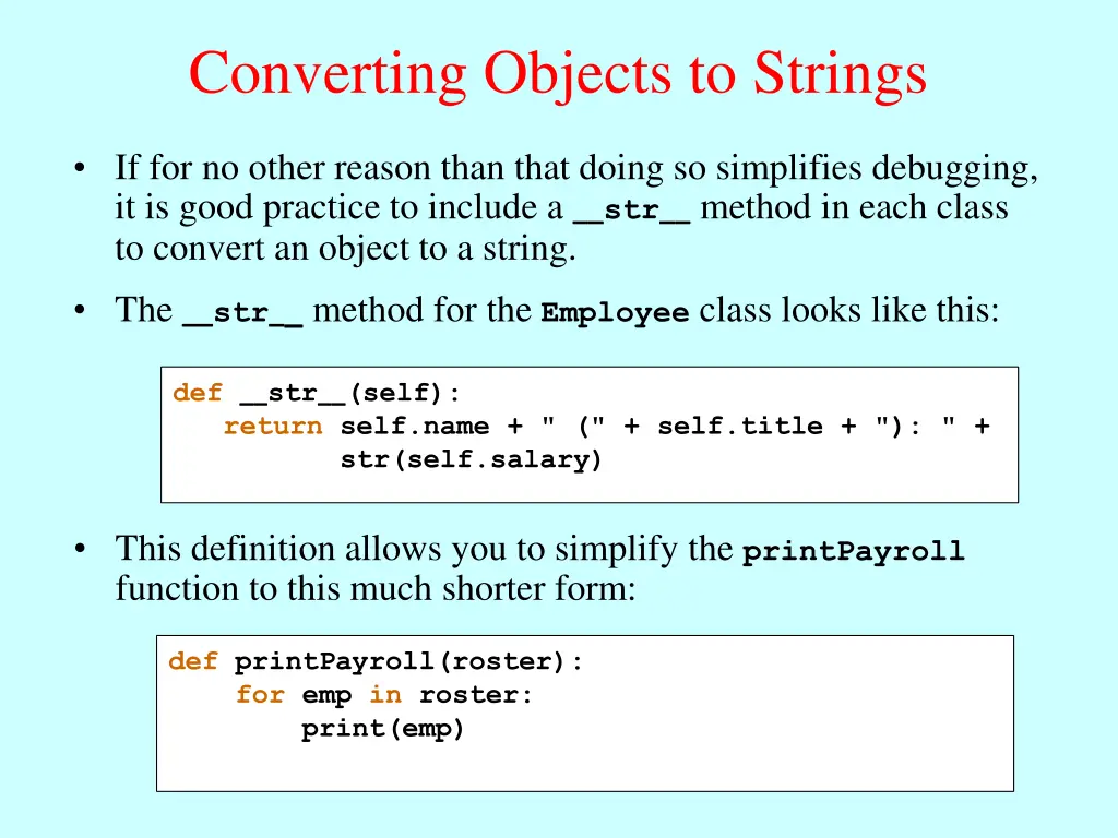 converting objects to strings
