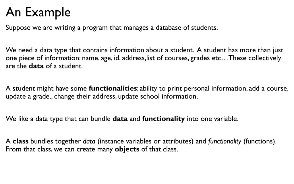 an example suppose we are writing a program that