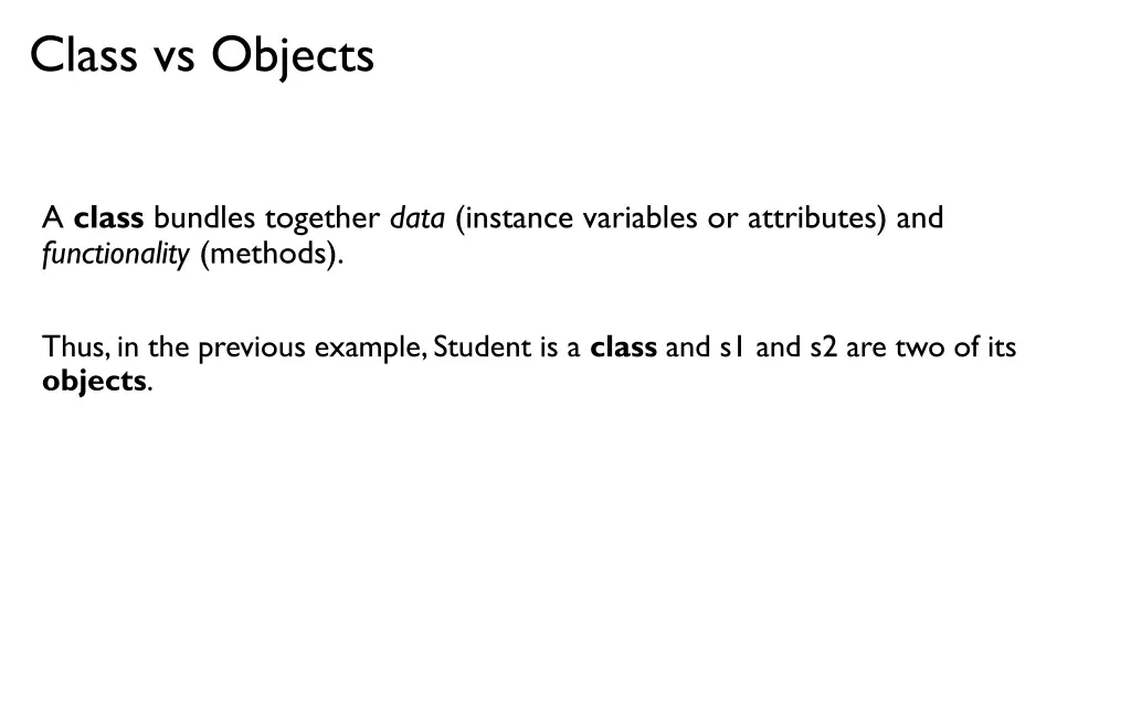 class vs objects