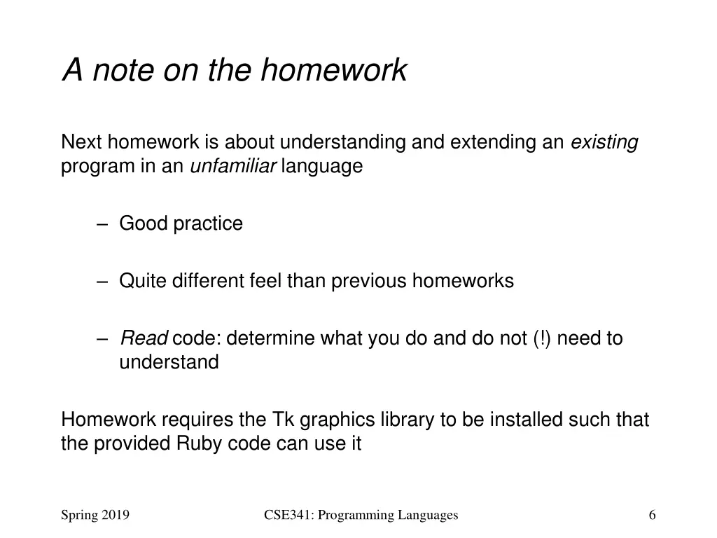 a note on the homework