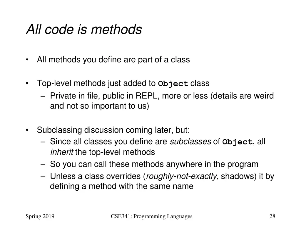 all code is methods
