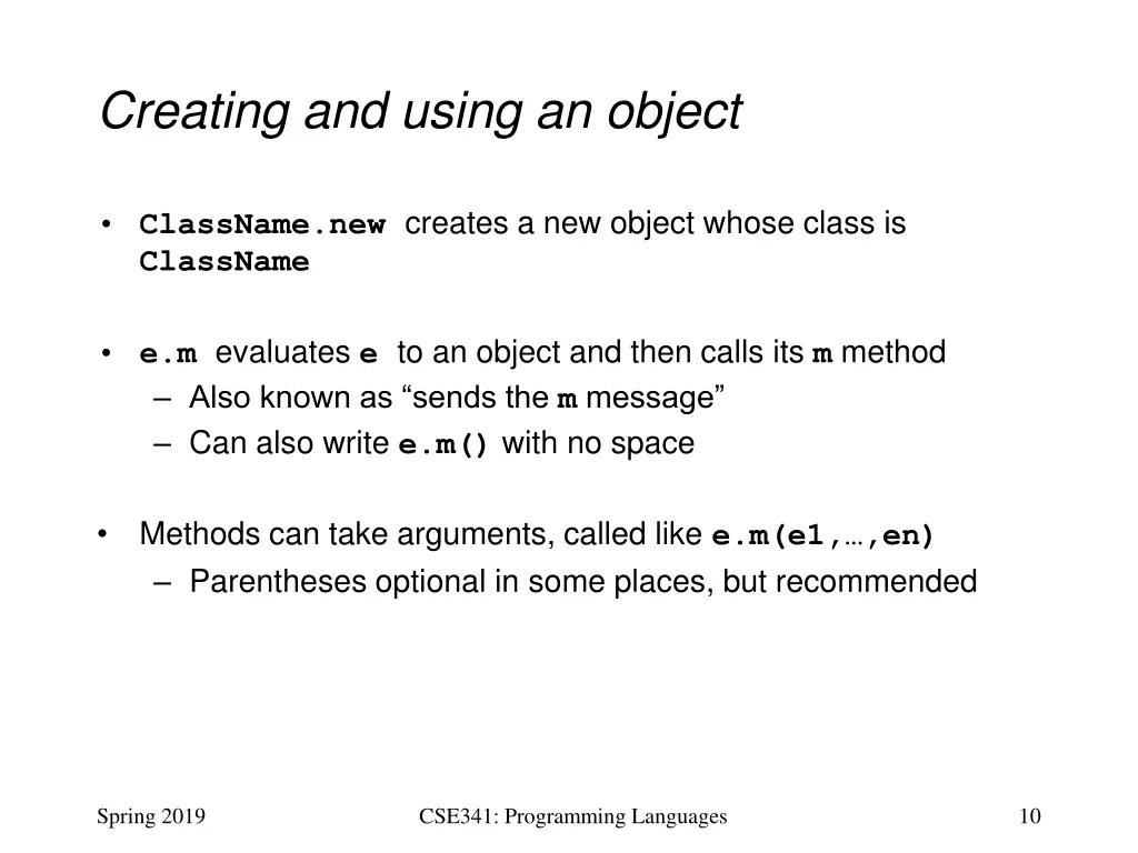 creating and using an object