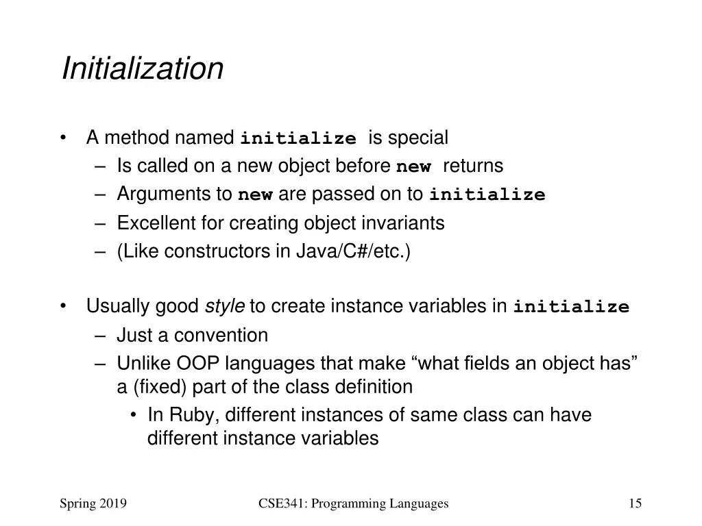 initialization