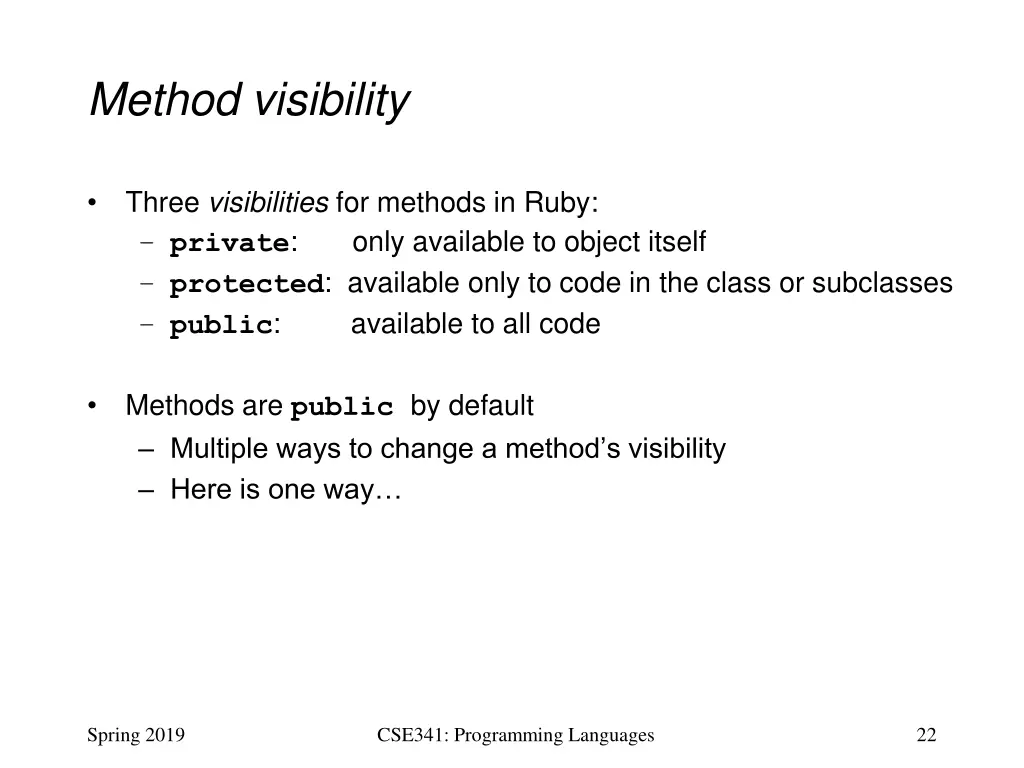 method visibility
