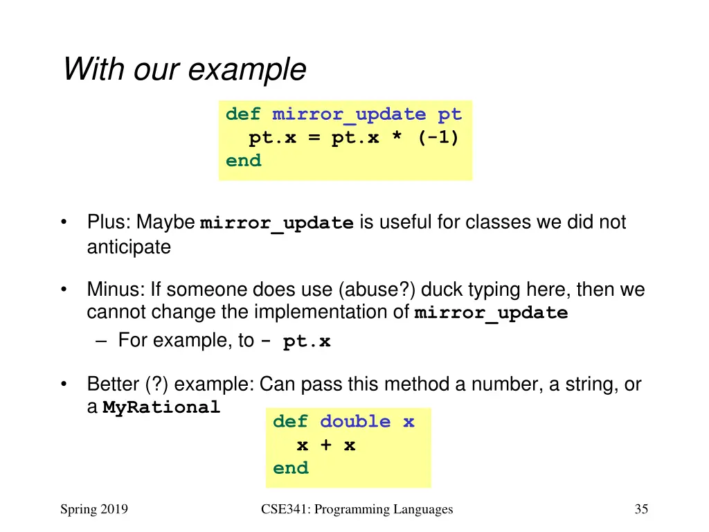 with our example
