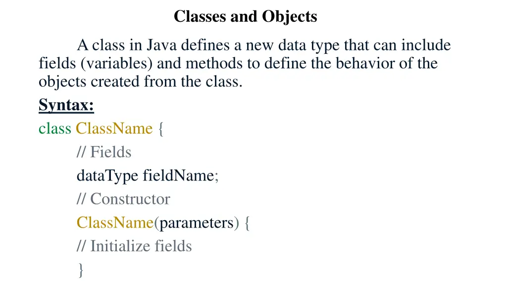 classes and objects
