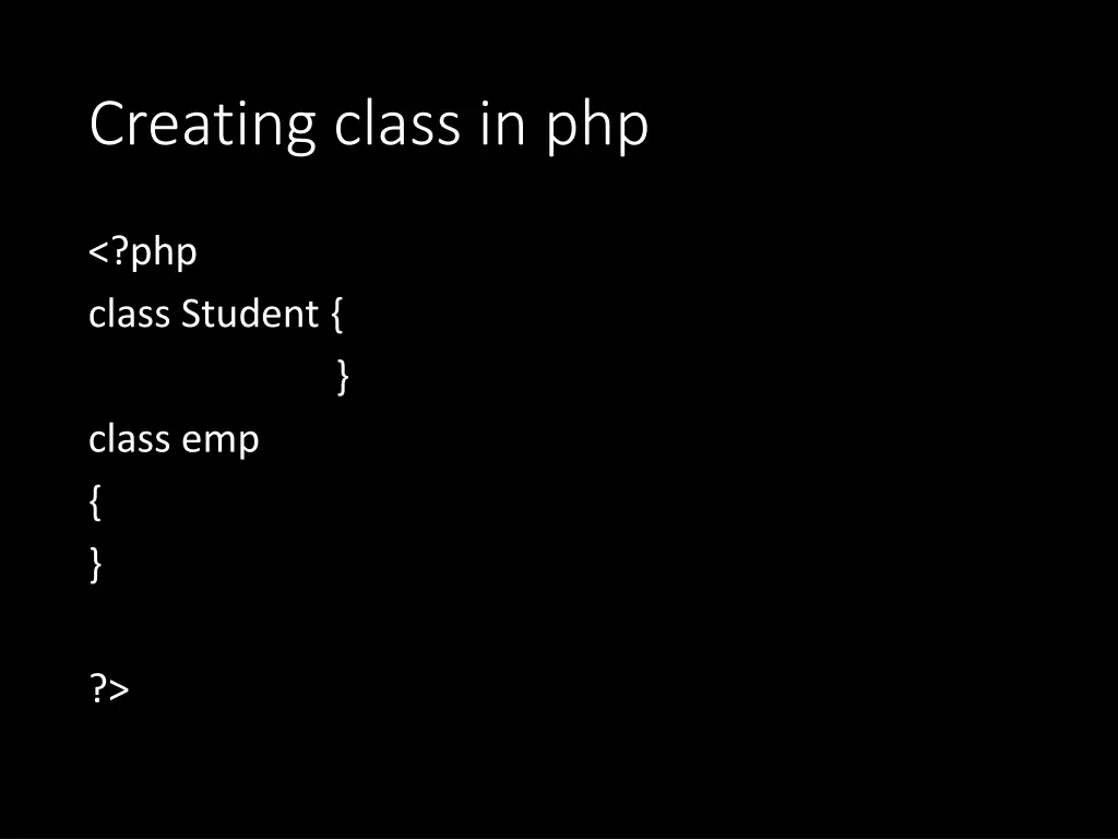 creating class in php