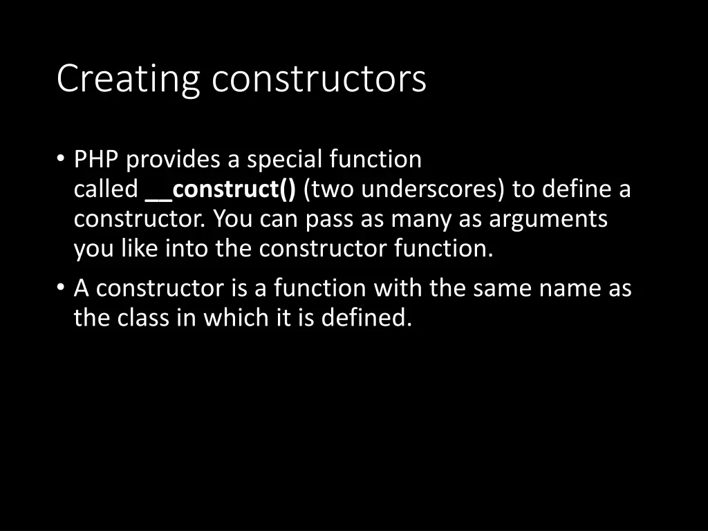 creating constructors