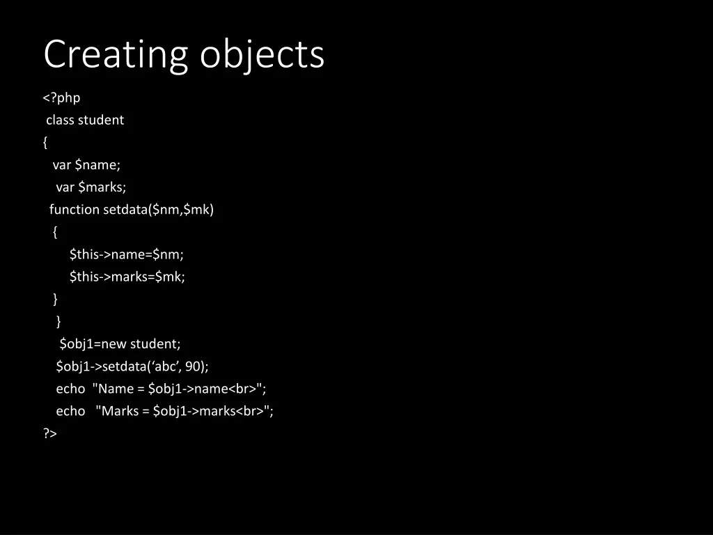 creating objects