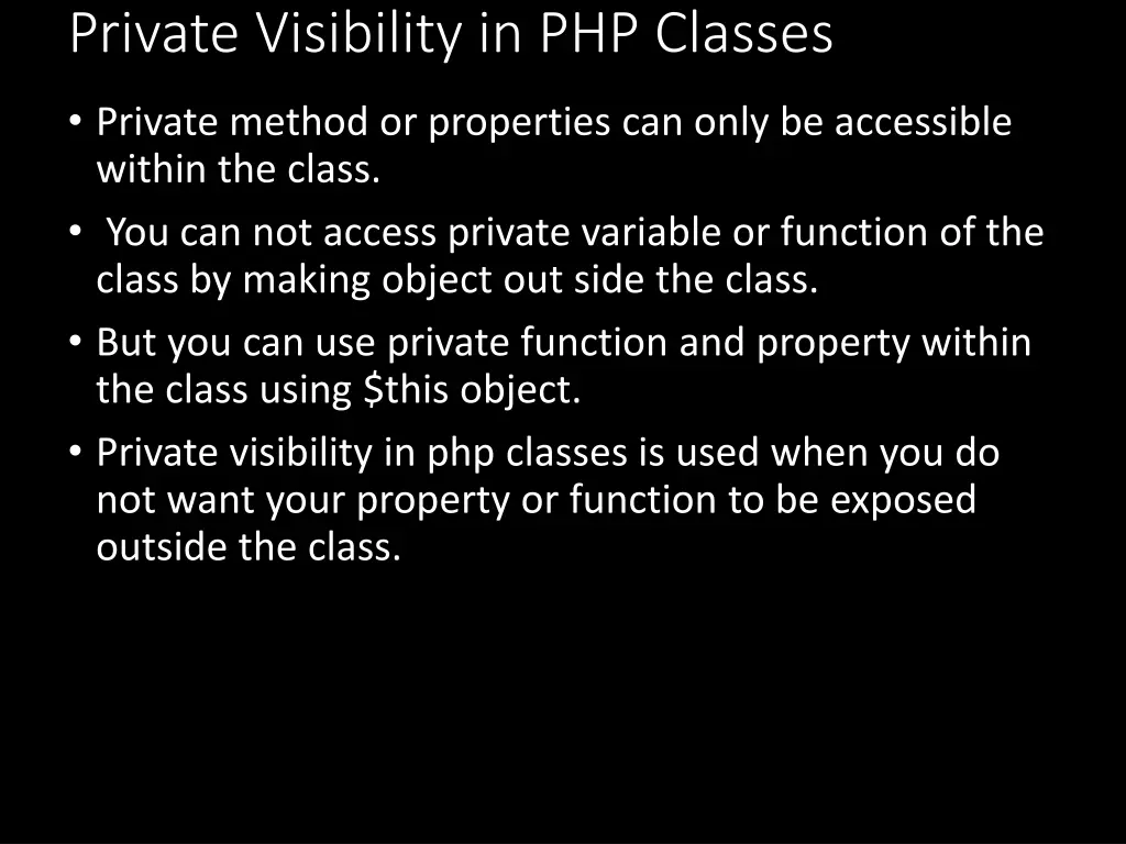 private visibility in php classes