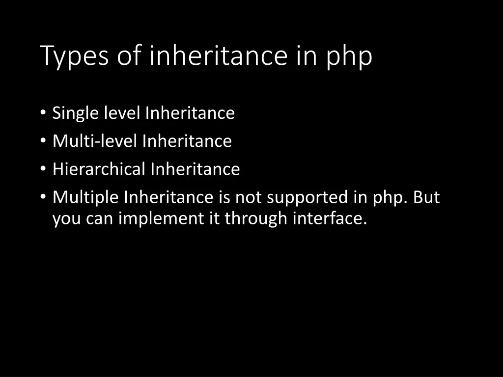 types of inheritance in php