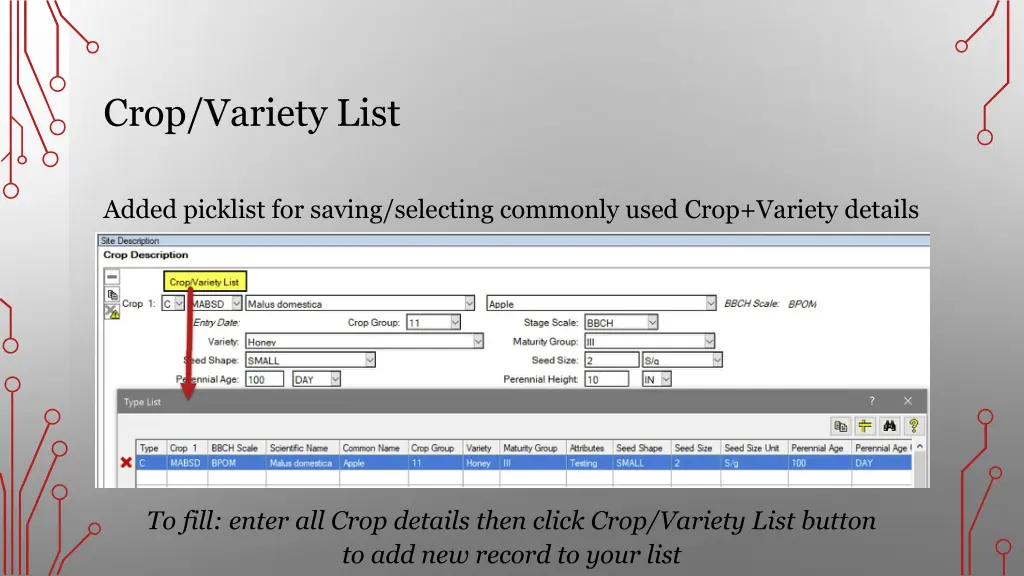 crop variety list