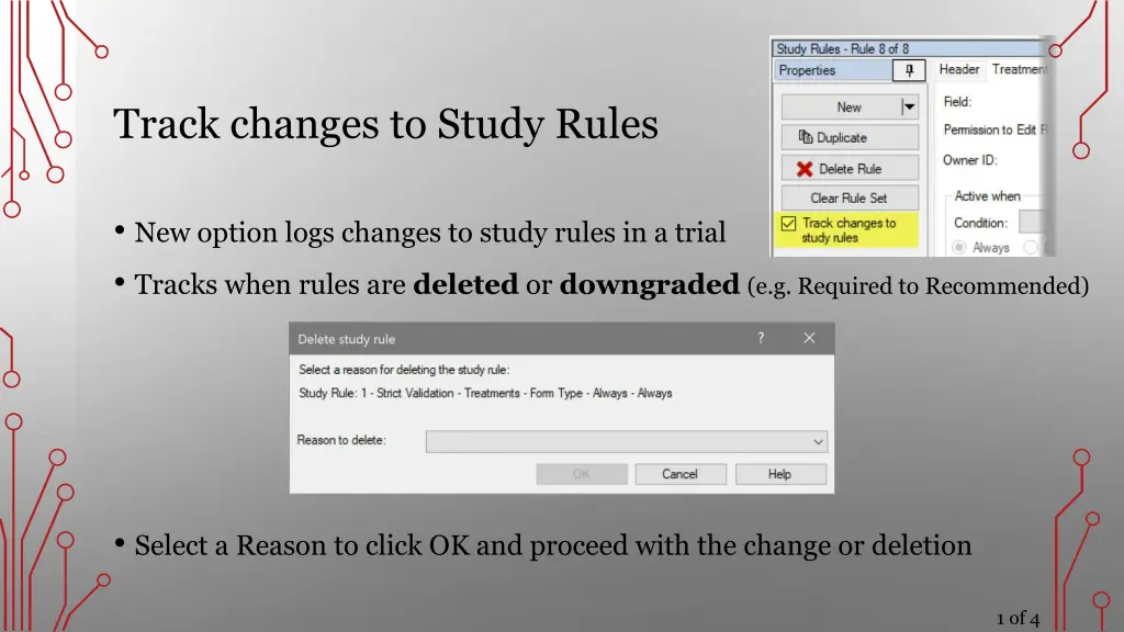 track changes to study rules