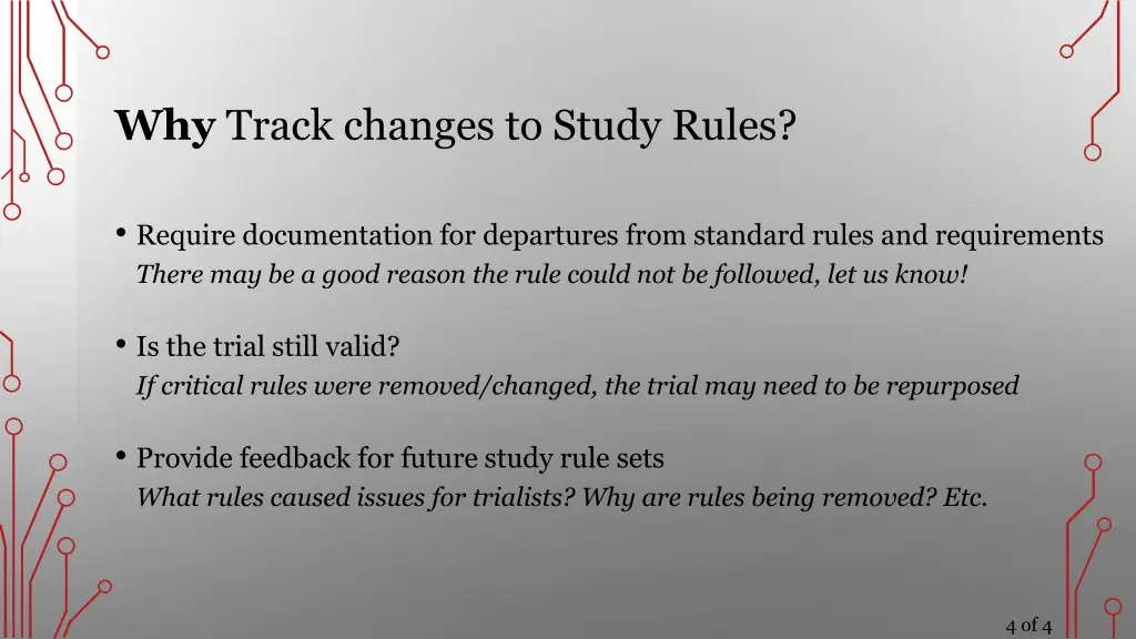 why track changes to study rules