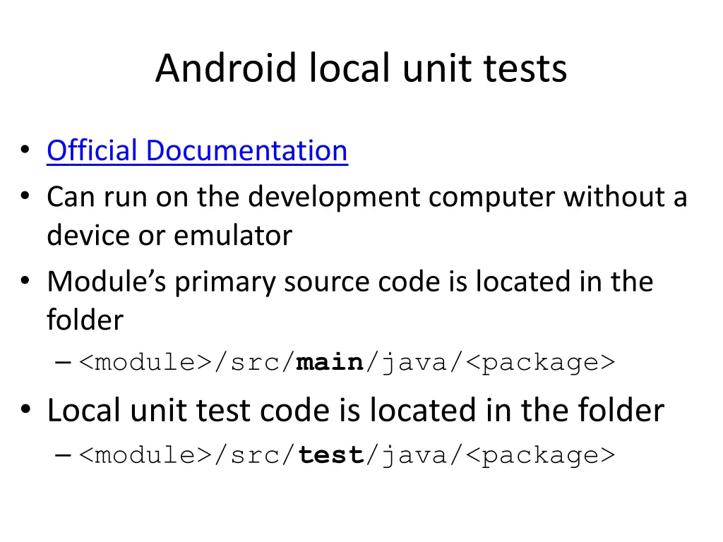 android local unit tests
