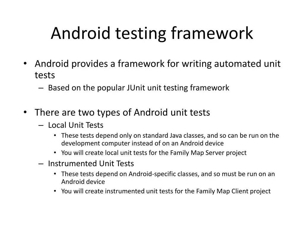 android testing framework