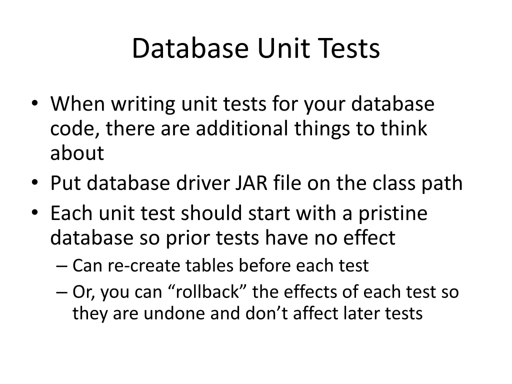 database unit tests