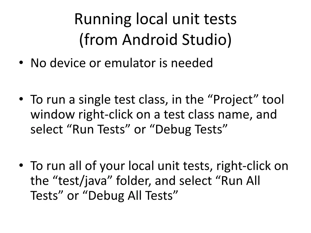 running local unit tests from android studio