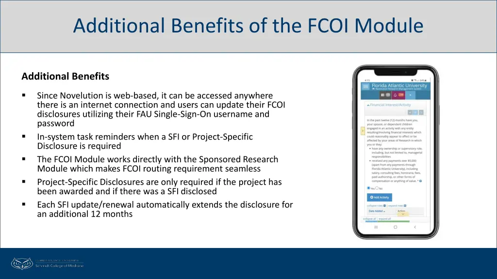 additional benefits of the fcoi module