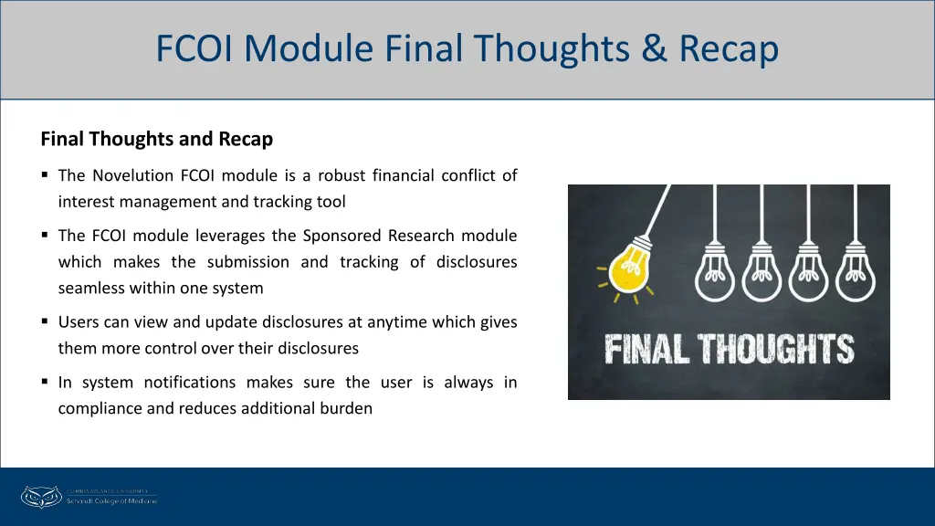 fcoi module final thoughts recap