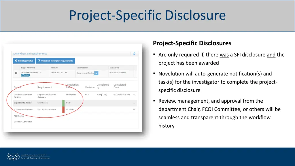 project specific disclosure