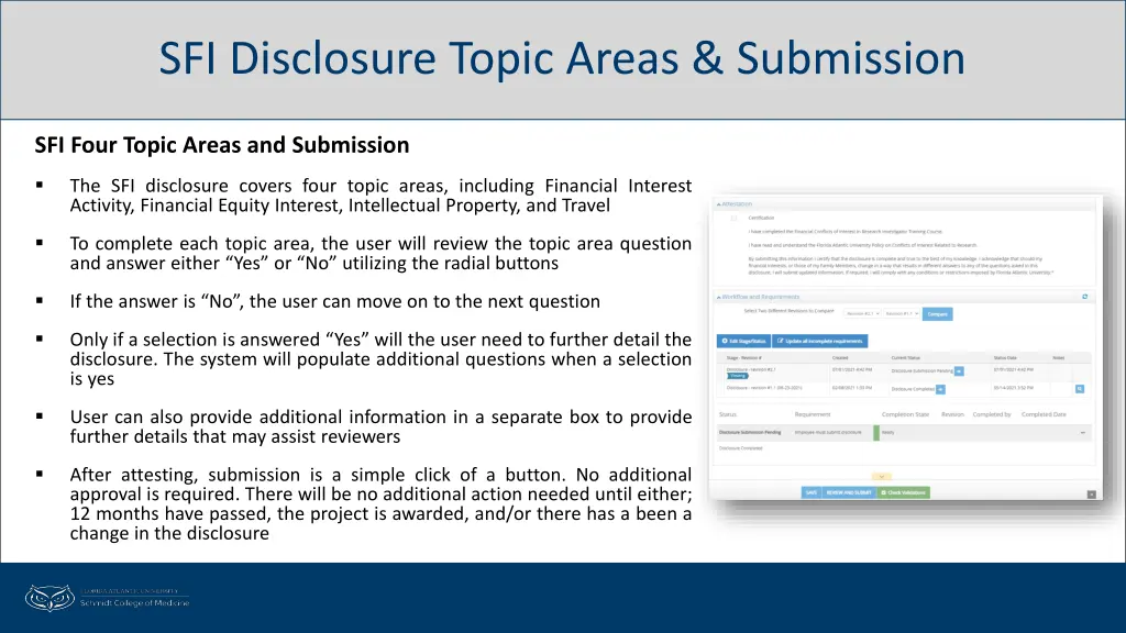 sfi disclosure topic areas submission