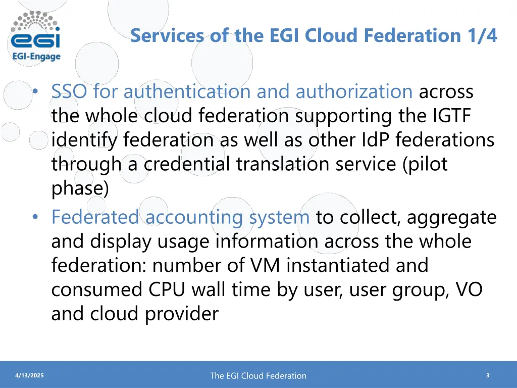 services of the egi cloud federation 1 4