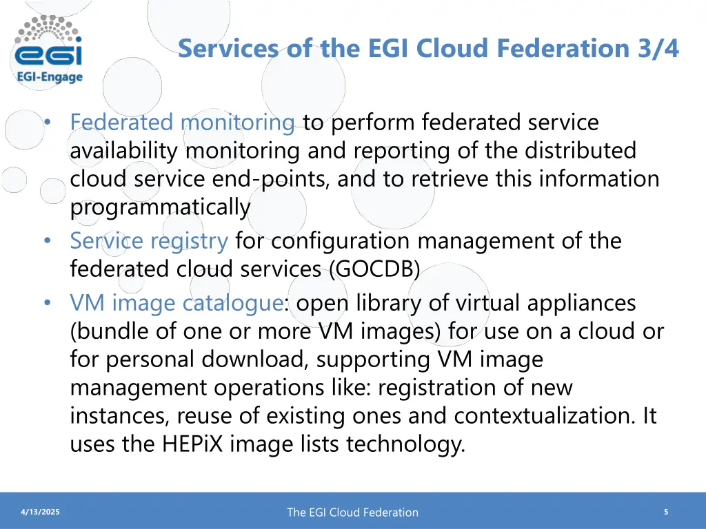 services of the egi cloud federation 3 4