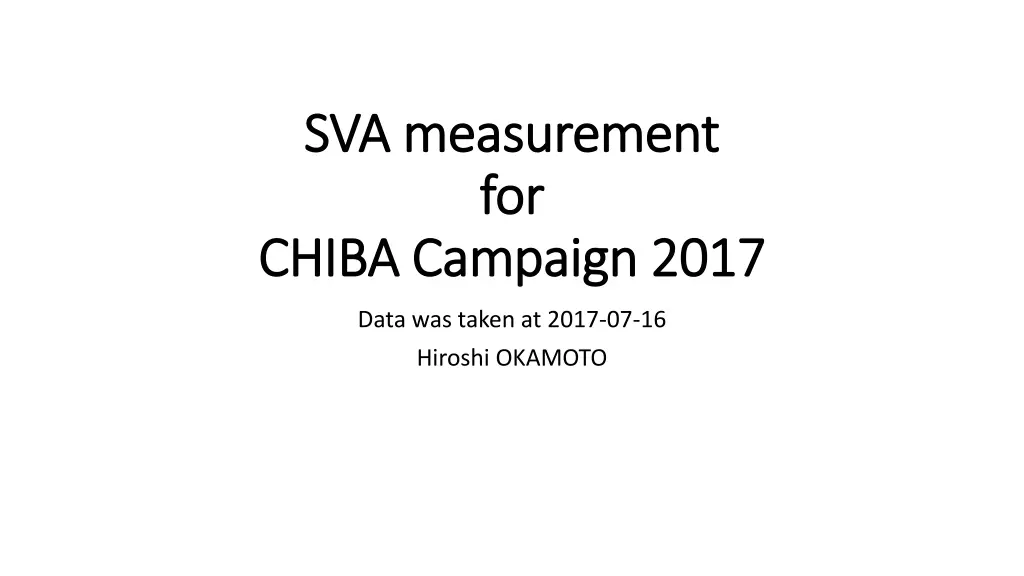 sva measurement sva measurement for for chiba 2