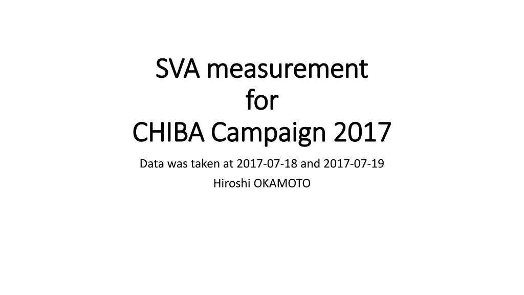 sva measurement sva measurement for for chiba 3