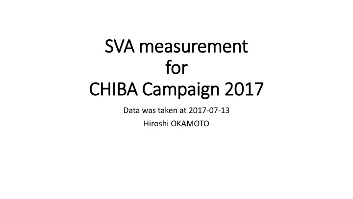 sva measurement sva measurement for for chiba