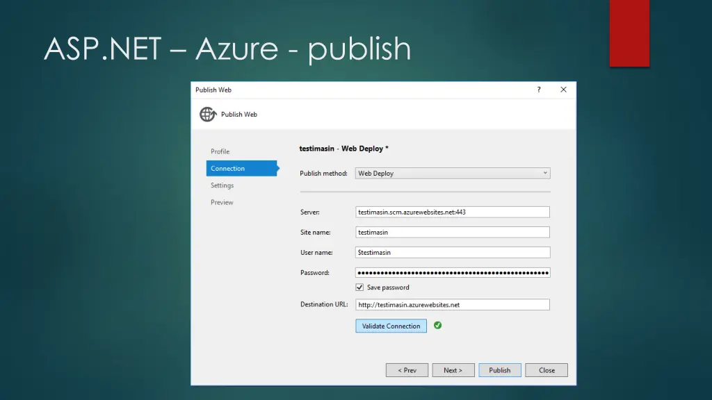 asp net azure publish 2
