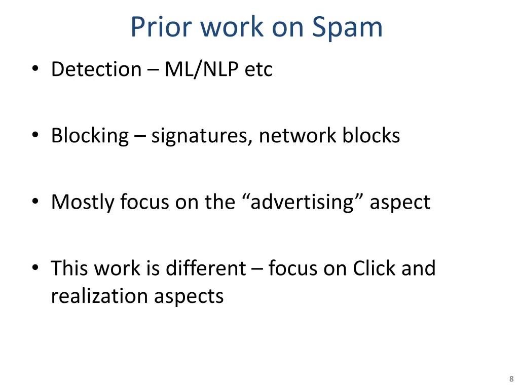 prior work on spam detection ml nlp etc