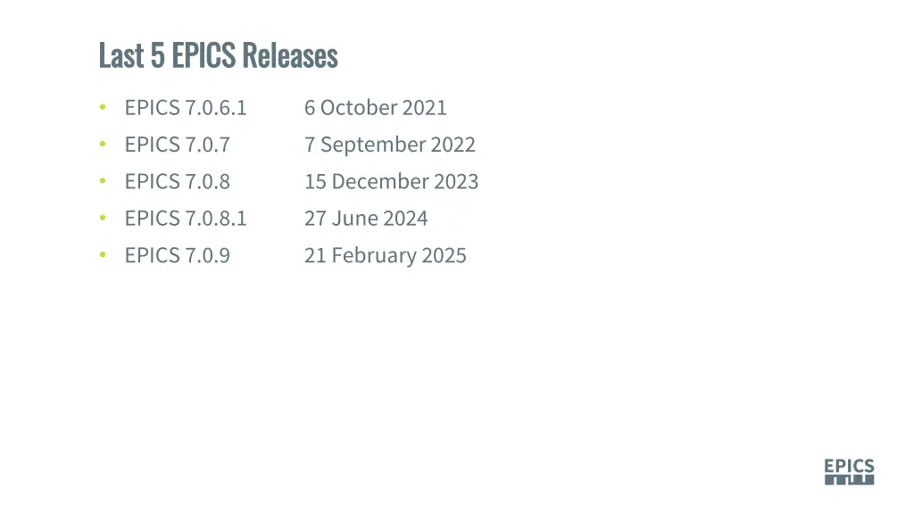 last 5 epics releases last 5 epics releases