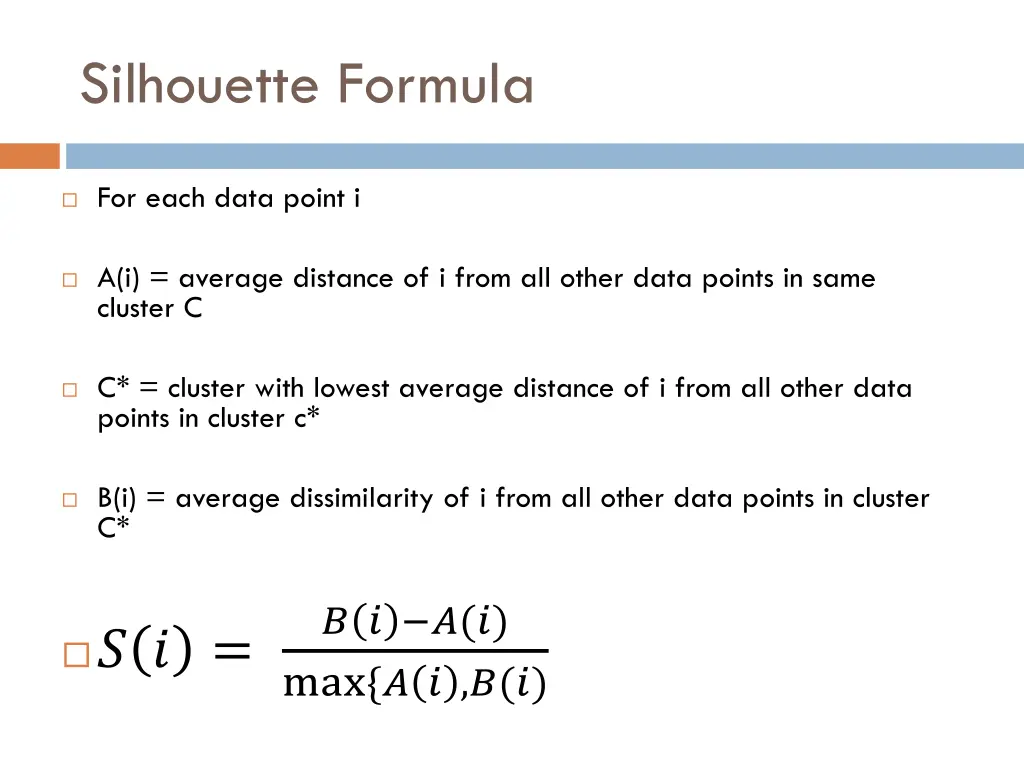 silhouette formula