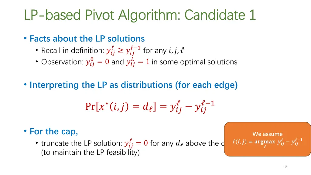 lp lp based pivot algorithm candidate 1 based