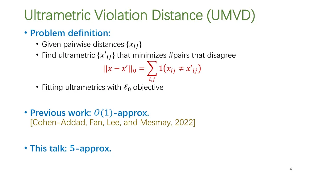 ultrametric ultrametric violation distance umvd