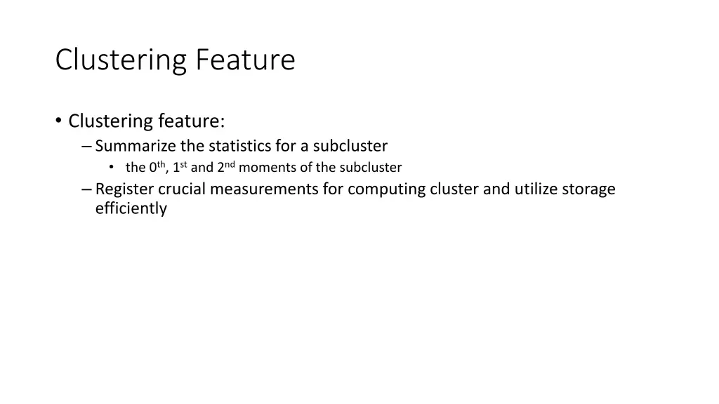 clustering feature
