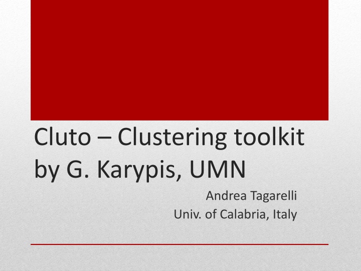 cluto clustering toolkit by g karypis umn
