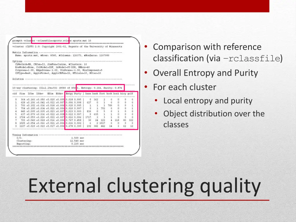 comparison with reference classification