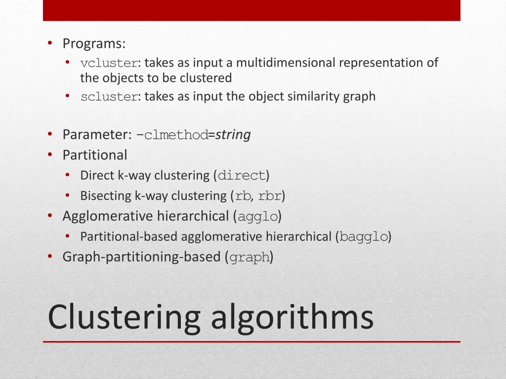 programs vcluster takes as input