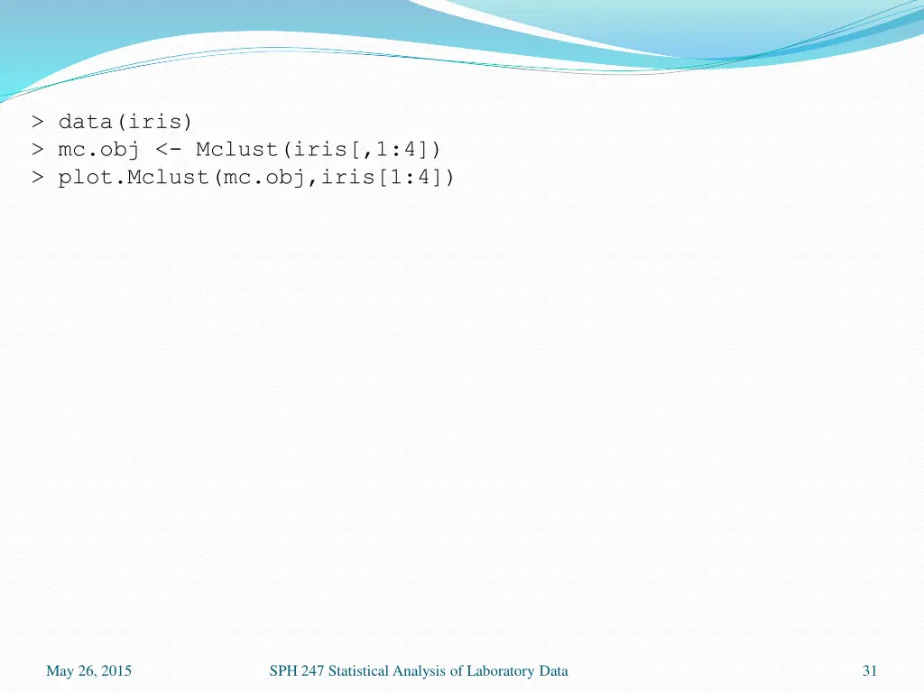 data iris mc obj mclust iris 1 4 plot mclust