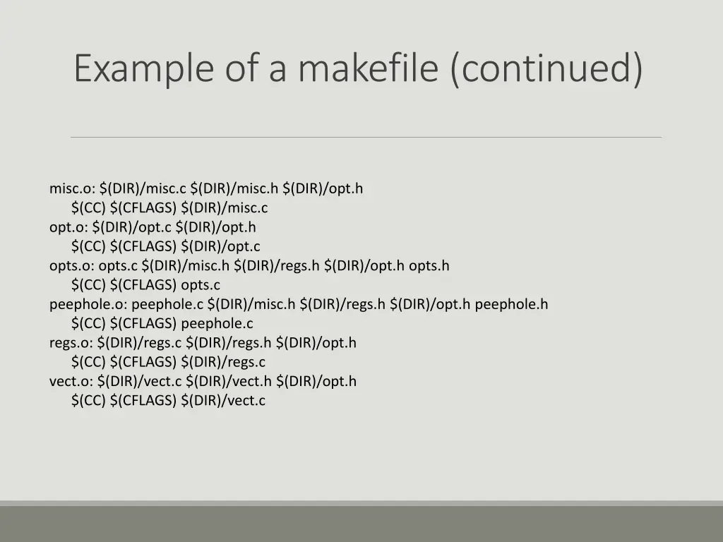 example of a makefile continued