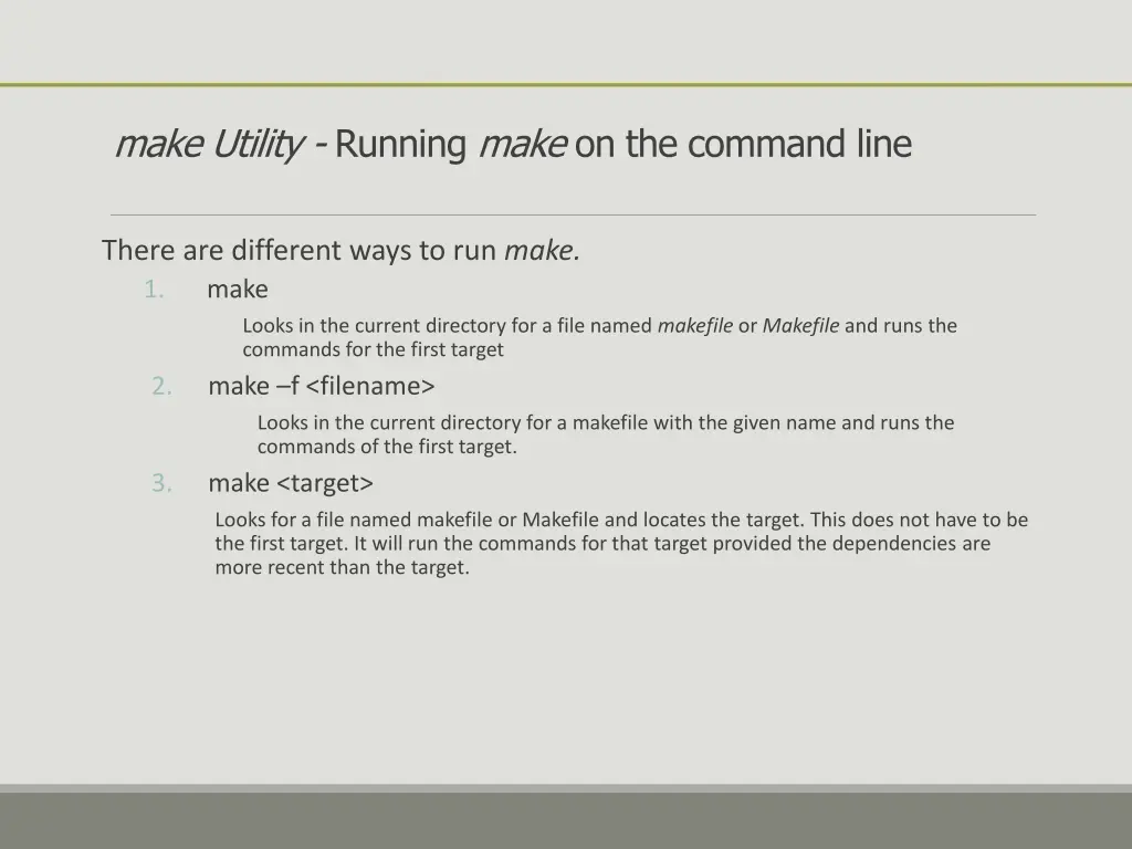 make utility running make on the command line