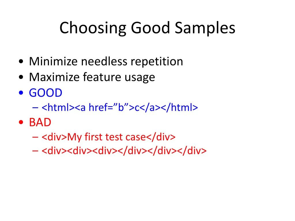 choosing good samples