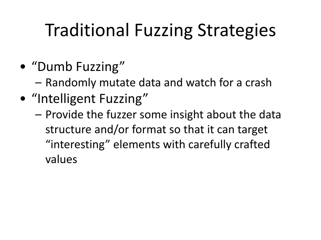 traditional fuzzing strategies
