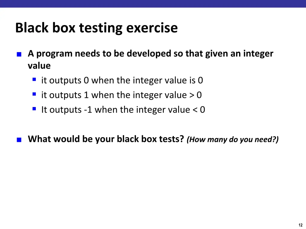 black box testing exercise