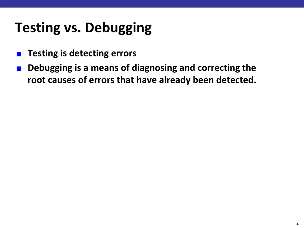 testing vs debugging