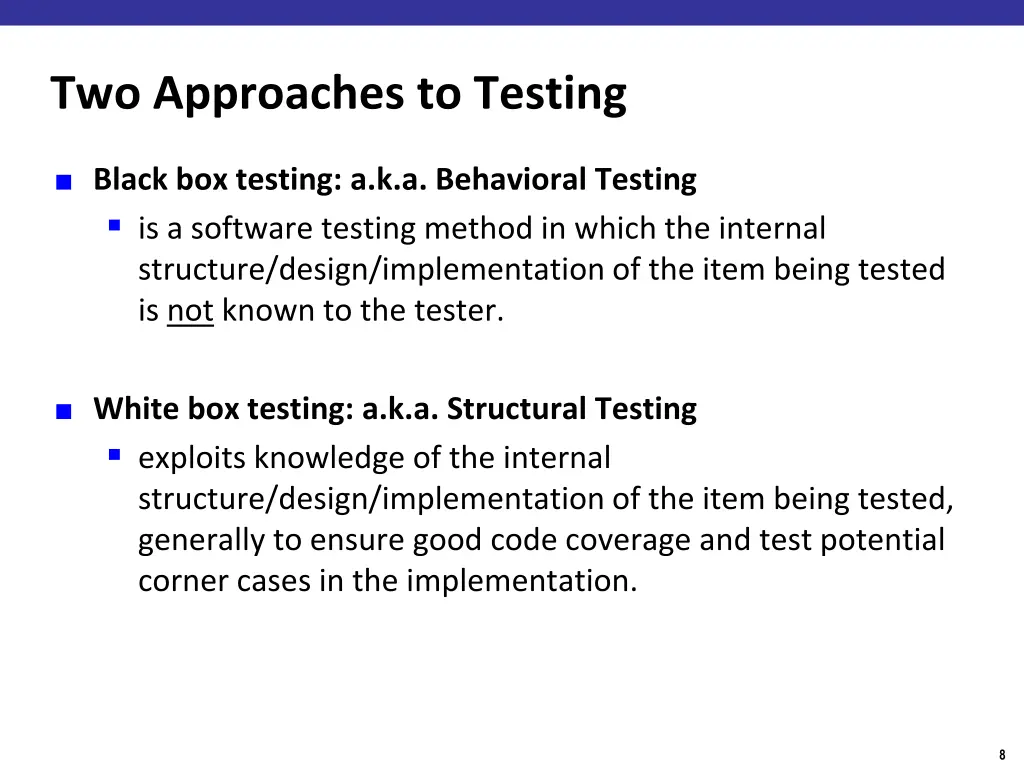 two approaches to testing 1