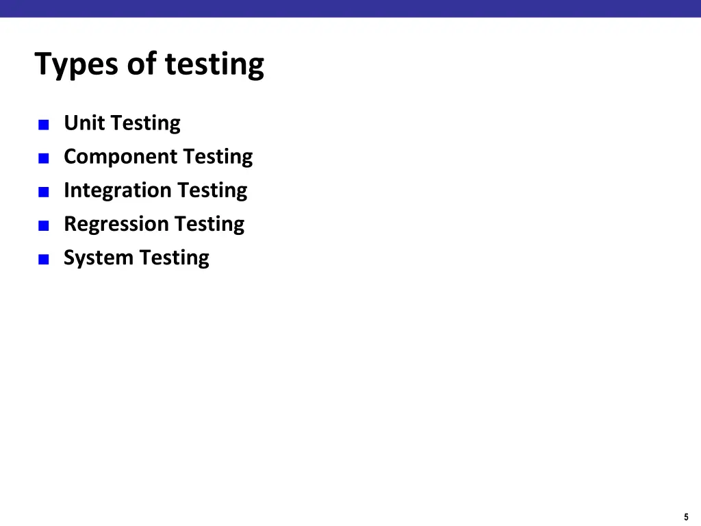 types of testing